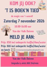 Bekijk dit evenement 'T is boek'n tied - Duiven van 