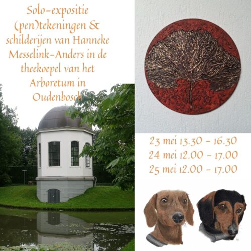Bekijk deze foto van Expositie pentekeningen en schilderijen van 