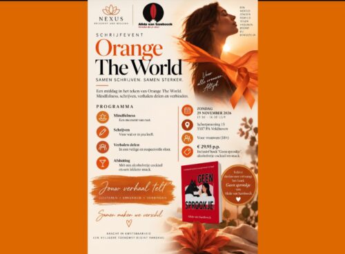 Bekijk deze foto van Orange The World bijeenkomst met film en boek Geen Sprookje van 