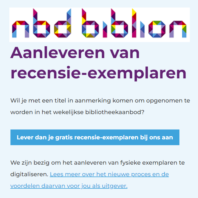 Stuur recensie-exemplaren op naar Biblion